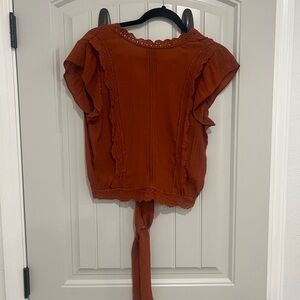 Elegant Rust Lace Women's Blouse